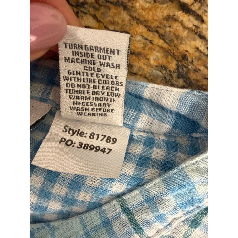 Vermont Country Store Blue Plaid Cotton Tunic Top Long Sleeve Size L Casual - Picture 6 of 8
